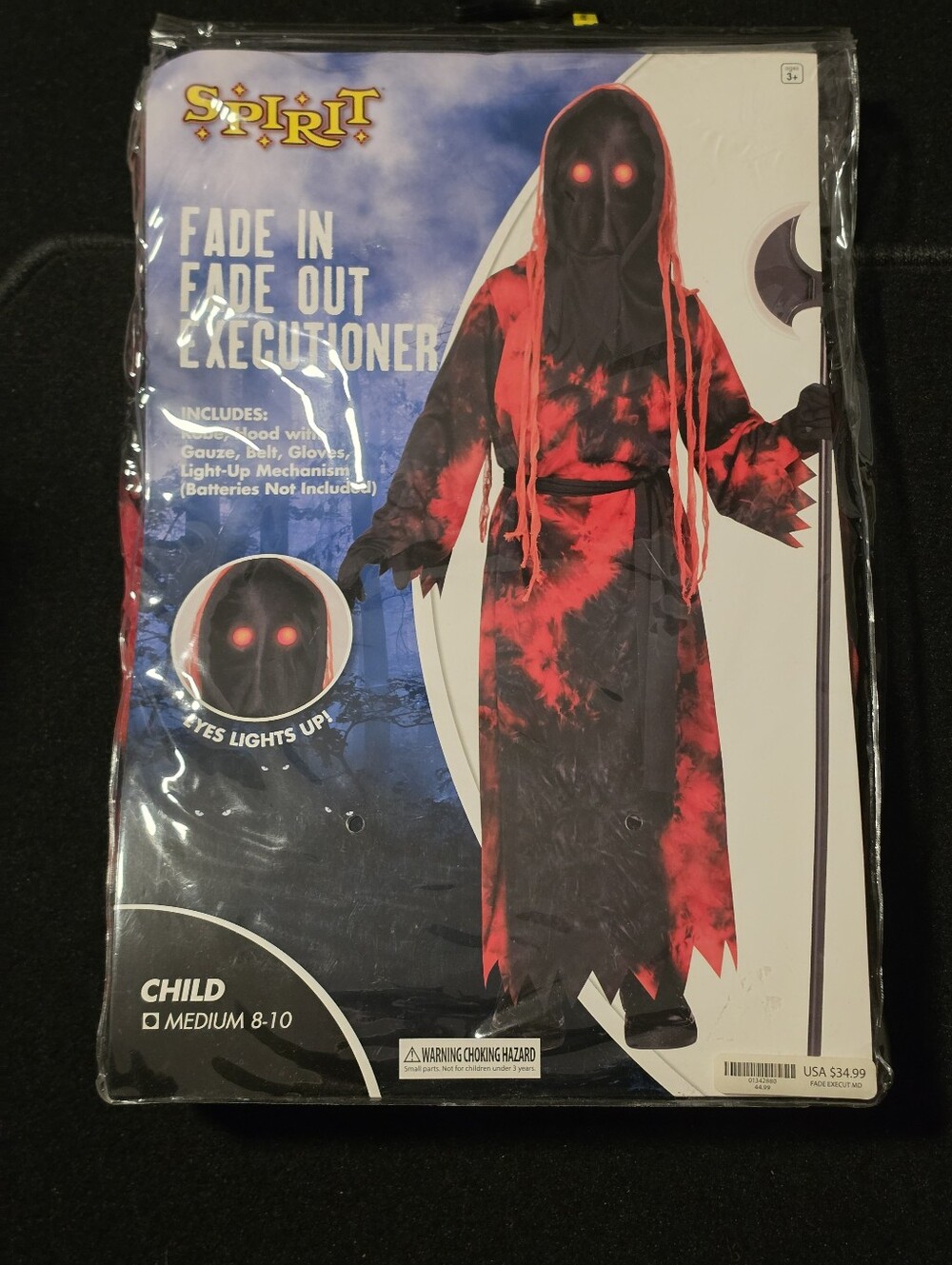 Spirit Fade In Fade Out Executioner Child Costume M 8-10 Complete Light-Up Eyes